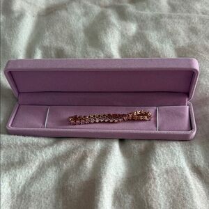 Rose Gold Pink Heart Bracelet in Pink Velvet Case